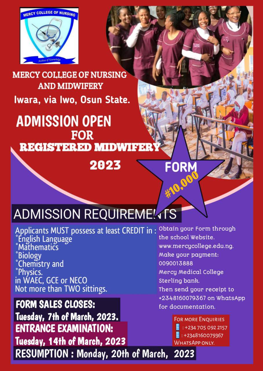 Mercy Medical College Nursing & Midwifery Form 2023/2024